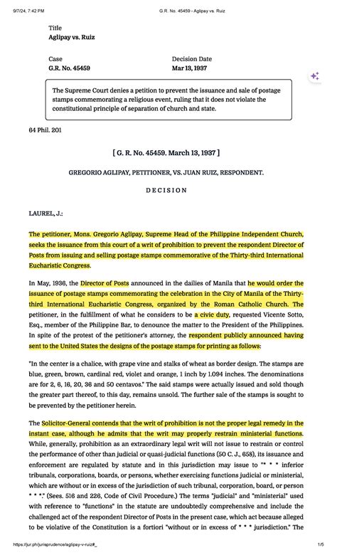 aglipay vs ruiz|G.R. No. 45459 .